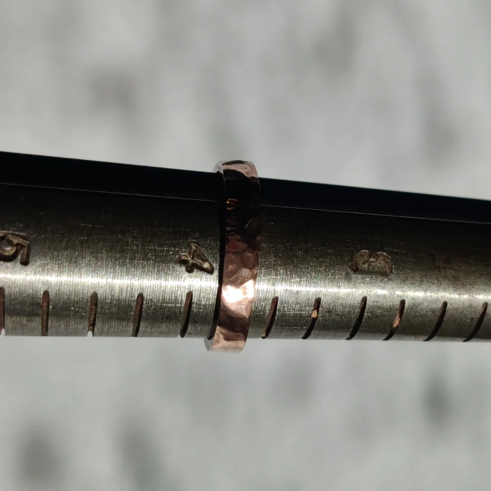 Copper Ring Size 3.75 Band Minimal Texture Hammered Solid Handcrafted Made USA - Picture 4 of 8
